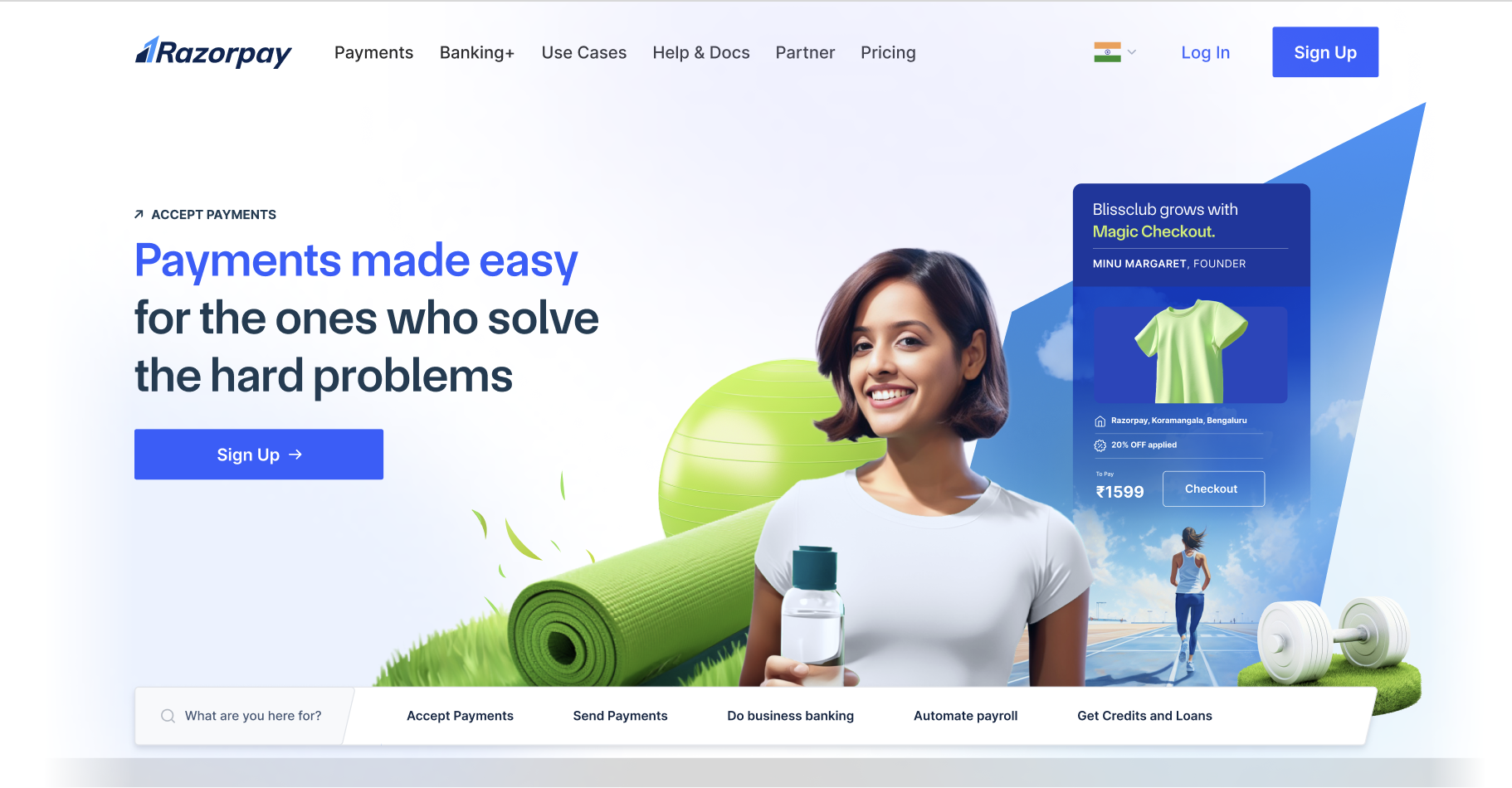 Redesigned Razorpay homepage